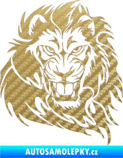 Samolepka Kapota 034 lev pravá 3D karbon zlatý