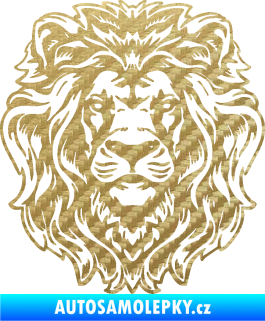 Samolepka Kapota 040 lví hlava 3D karbon zlatý