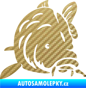 Samolepka Kapr 002 pravá 3D karbon zlatý