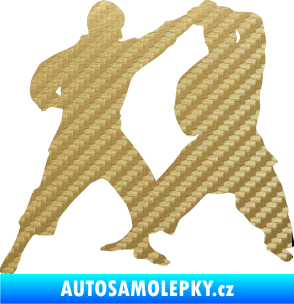 Samolepka Karate 013 levá souboj 3D karbon zlatý