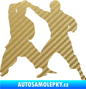 Samolepka Karate 013 pravá souboj 3D karbon zlatý