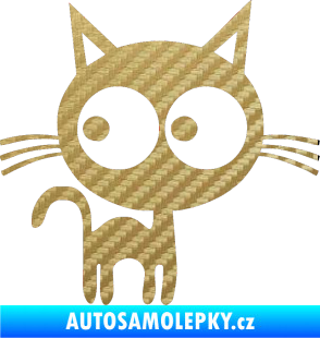 Samolepka Kočička 001 pravá 3D karbon zlatý