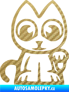Samolepka Kočička lucky cat JDM pravá 3D karbon zlatý