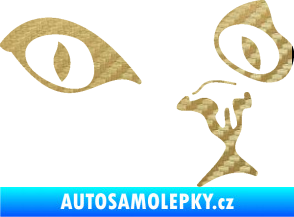 Samolepka Kočka 010 pravá 3D karbon zlatý