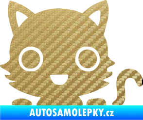 Samolepka Kočka 014 pravá kočka v autě 3D karbon zlatý