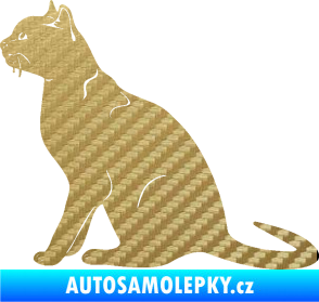 Samolepka Kočka 021 levá 3D karbon zlatý