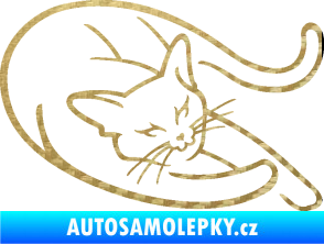 Samolepka Kočka 022 pravá 3D karbon zlatý