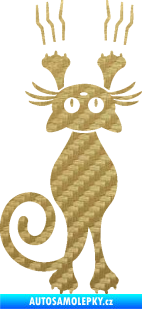 Samolepka Kočka 023 levá s drápanci 3D karbon zlatý