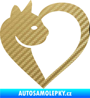 Samolepka Kočka love 001 levá 3D karbon zlatý