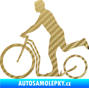 Samolepka Koloběžka 001 levá jízda  3D karbon zlatý