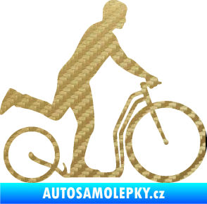 Samolepka Koloběžka 001 pravá jízda  3D karbon zlatý
