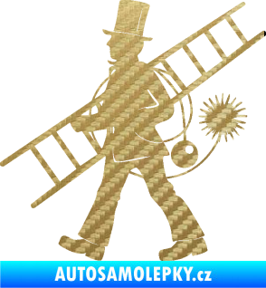 Samolepka Kominík 001 levá 3D karbon zlatý