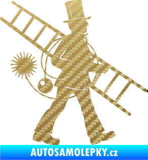 Samolepka Kominík 001 pravá 3D karbon zlatý