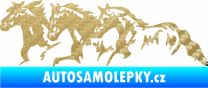 Samolepka Koníci 004 levá stádo 3D karbon zlatý