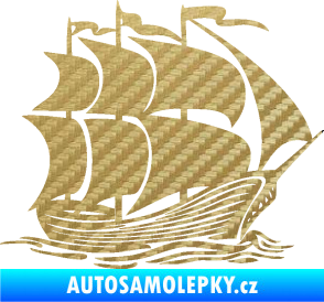 Samolepka Koráb 002 pravá 3D karbon zlatý