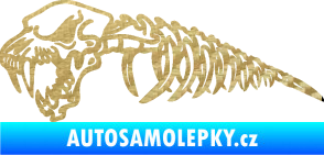 Samolepka Kostra lebky s páteří levá 3D karbon zlatý