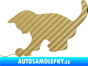 Samolepka Koťátko 001 levá 3D karbon zlatý