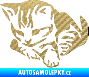 Samolepka Koťátko 003 levá 3D karbon zlatý