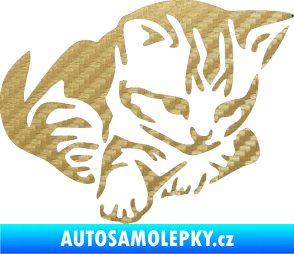 Samolepka Koťátko 003 pravá 3D karbon zlatý