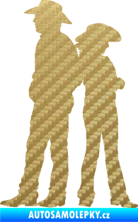 Samolepka Kovboj a kovbojka 001 levá 3D karbon zlatý