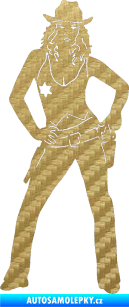 Samolepka Kovbojka 001 levá 3D karbon zlatý
