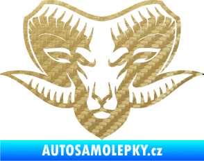 Samolepka Kozel 006 hlava 3D karbon zlatý