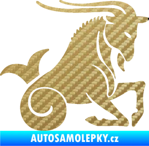 Samolepka Kozoroh 004 pravá 3D karbon zlatý