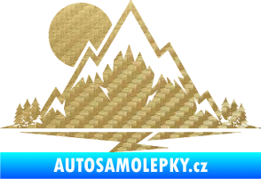 Samolepka Krajina hory 001 levá 3D karbon zlatý