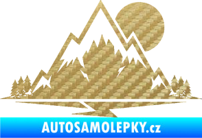 Samolepka Krajina hory 001 pravá 3D karbon zlatý