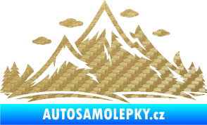 Samolepka Krajina hory 002 pravá 3D karbon zlatý