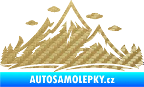 Samolepka Krajina hory 002 levá 3D karbon zlatý