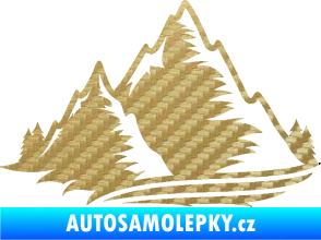 Samolepka Krajina hory 003 levá 3D karbon zlatý