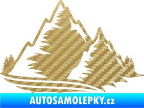 Samolepka Krajina hory 003 pravá 3D karbon zlatý