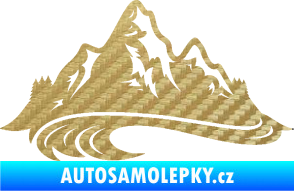 Samolepka Krajina hory 008 levá 3D karbon zlatý