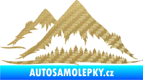 Samolepka Krajina hory 011 levá 3D karbon zlatý