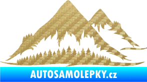Samolepka Krajina hory 011 pravá 3D karbon zlatý