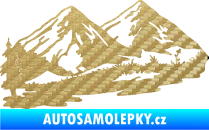 Samolepka Krajina hory 012 levá 3D karbon zlatý