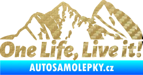 Samolepka Krajina hory 029 levá 3D karbon zlatý