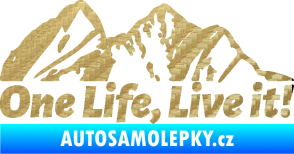 Samolepka Krajina hory 029 pravá 3D karbon zlatý