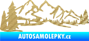 Samolepka Krajina hory 038 levá 3D karbon zlatý