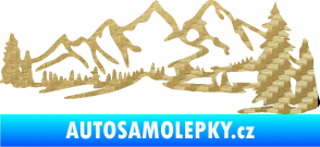 Samolepka Krajina hory 038 pravá 3D karbon zlatý