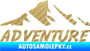 Samolepka Krajina hory 040 turistika, nápis Adventure 3D karbon zlatý