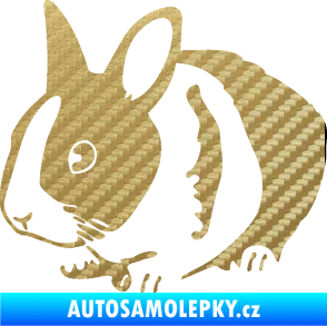Samolepka Králík 002 levá zakrslý králíček 3D karbon zlatý