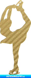 Samolepka Krasobruslení 003 levá krasobruslařka 3D karbon zlatý