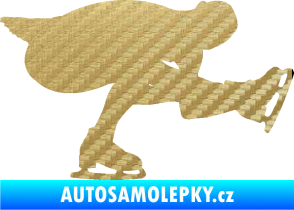 Samolepka Krasobruslení 007 pravá krasobruslařka 3D karbon zlatý