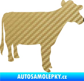 Samolepka Kráva 001 pravá 3D karbon zlatý