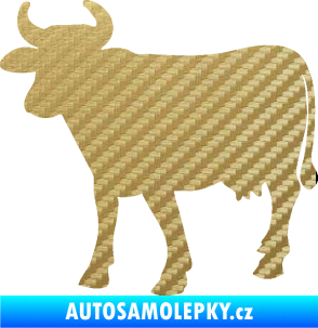 Samolepka Kráva 002 levá 3D karbon zlatý