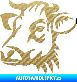 Samolepka Kráva 004 levá 3D karbon zlatý