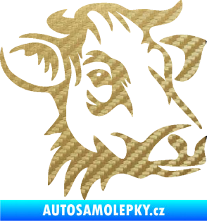 Samolepka Kráva 004 pravá 3D karbon zlatý