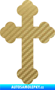 Samolepka Křesťanský kříž 001 3D karbon zlatý